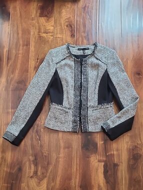 White House Black Market Tweed Fringe Blazer Jacket